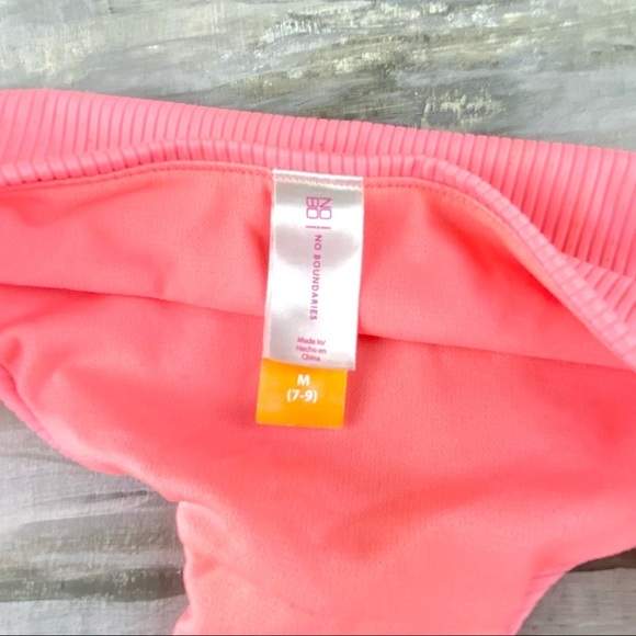 Mystic Coral Ribbed Bikini Bottoms Pink Side Knot Swim Bathing Suit M 7-9 - Picture 9 of 12